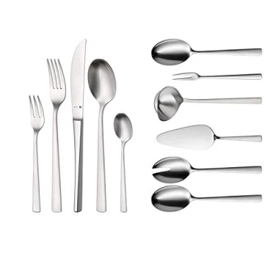 Image de WMF Corvo Ensemble de Couverts avec Utensiles Service, Lame Couteau Insérée, Cromargan Protéger l&#039;acier Inoxydable Dépoli, Extrêmement Résistant aux Rayures, Va au Lave vaisselle, 66 Pièces pour 12 Personnes