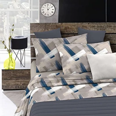 Image de Italian Bed Linen Fantasy cl fa pennellate 2p Parure de lit complète, Microfibre, Gris, Double, 280 x 250 2 cm, 4 unités