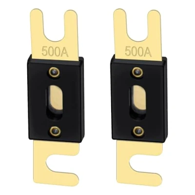 Image de Heschen ANL Lot de 2 fusibles 500 A pour système audio voiture Doré et noir