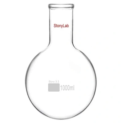 Image de stonylab Ballon Fond Rond, de Distillation à Rond en Verre Borosilicate RBF Col Long, Round Bottom Flask Laboratoire 1000ml (1L)