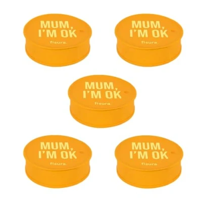 Image de Fisura Lot de 5 couvercles anti drogue « Mum, I&#039;m ok » pièces Protection boisson originale Couvercle réutilisable fuite en silicone