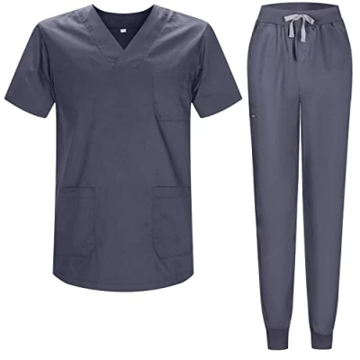 Image de Misemiya Ensemble Uniformes Unisexe Blouse Uniforme Médical avec Haut et Pantalon 817 8316 X Large, Gris
