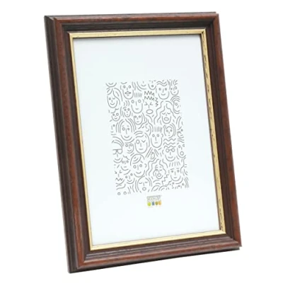 Image de Deknudt Frames S406H2 Cadre Photo Bois Noyer Foncé + Bord Doré 15 x 20