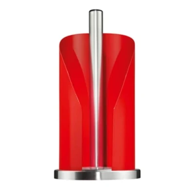 Image de WESCO Porte Rouleau de Papier Couleur Rouge en Acier Inoxydable et tôle d&#039;acier laquée Couleur, Socle Stable Inoxydable, pour Rouleaux essuie Tout Standard ou 2 à 3