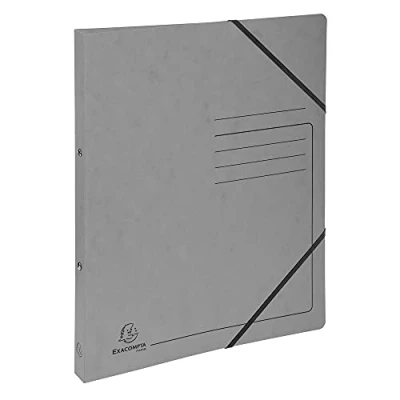 Image de Exacompta réf. 542561E 1 Classeur carte lustrée imprimée avec élastiques 2 anneaux ronds diamètre 15 mm Dos 20 Dimensions extérieures : 32 x 25 cm Format à classer A4 Coloris gris