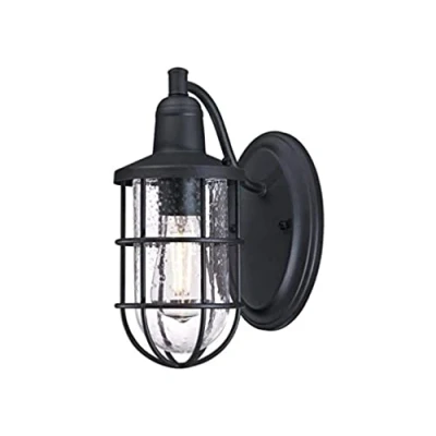 Image de Westinghouse Lighting 6334740 Luminaire mural d&#039;extérieur Crestview à une lampe, finition en noir texturé avec verre granuleux clair