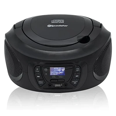 Image de Roadstar CDR 375D+/BK Radio CD Player Portable Dab/Dab+ / FM, Lecteur MP3, R, RW, USB, Stereo, Télécommande, AUX in, Sortie Casque, Noir