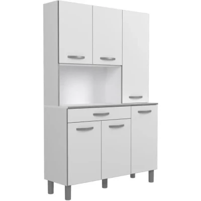 Image de EKIPA Oslo Buffet de 120 cm 1 Tiroir et 6 Portes L x P 40 H 185 Coloris Blanc