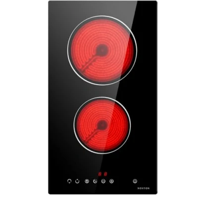 Image de NOXTON Vitrocéramique Table de Cuisson, 2 Foyers Built in 30cm Cuisson électrique Plaque en Verre Noir avec le Contrôle Tactile Senior Capteur fil dur