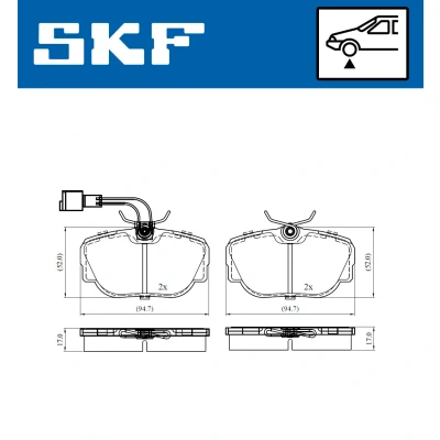 Image de SKF VKBP 80480 E Jeu de plaquettes frein contact signal d&#039;usure inclus