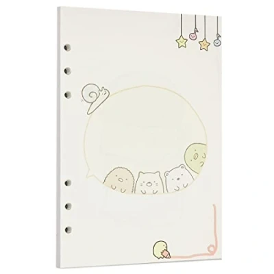 Image de Zelten Recharge de papier perforé multicolore 45 feuilles 90 pages Pour reliure à 6 trous Journal intime rechargeable (A5, Puff Blank)