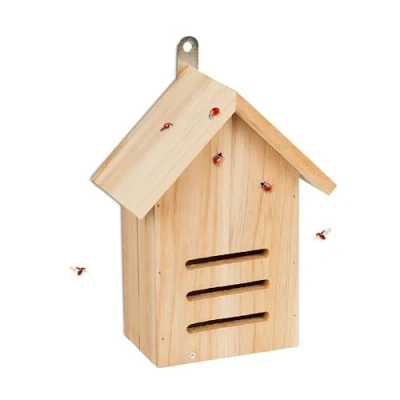 Image de Relaxdays Hôtel à Insectes, en Bois Non traité, pour coccinelles, Suspendre, H x L P : 22 17 10 cm, Nature