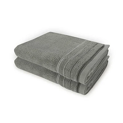 Image de WohnDirect Ensemble de Serviettes Douche 2 pièces Bain (70x140) éponge 100% Coton Gris