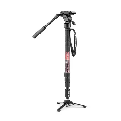 Image de Manfrotto Element MII Kit Monopode Vidéo Fluide en Aluminium avec Rotule, Léger, à 4 Sections, Base Pliable et Bagues de Serrage, Charge Max kg, pour Appareils Photo Hybrides Reflex