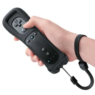 Image de télécommande Wii: manette de jeu Wii sans fil connexion capteur mouvement remplacement pour console et Wii, avec étui en silicone dragonne (noir)