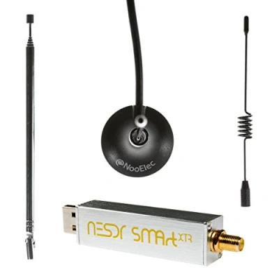 Image de NooElec NESDR Smart XTR Bundle Premium RTL SDR avec Gamme de réglage étendue, boîtier en Aluminium, 0,5PPM TCXO, entrée SMA et 3 antennes. RTL2832U &amp; E4000 Based Software Defined Radio