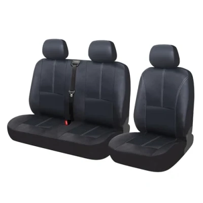 Image de Housse de Sièges Universelles pour Camionnette Couverture siège Camion, Ensemble Housses 1+2 Faux Cuir Le Avant conducteur Van et Double Passager Protection