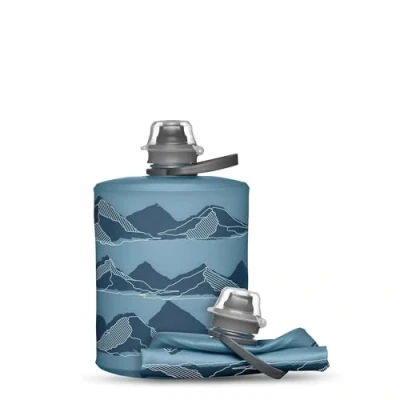 Image de Hydrapak Stow Moutains (500mL) Bleu Tahoe Bouteille d&#039;eau pliable de voyage ultra légère et pliable, flacon souple pour ski, randonnée, vélo ou escalade