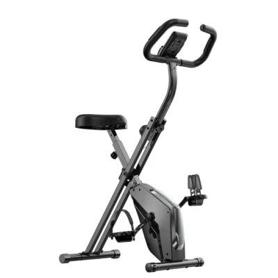 Image de Vélo D’Appartement Pliable, Velo d Appartement Avec Moniteur LCD et Mesure du Pouls Manuel, D&#039;exercice Magnétique de Niveau 8 Siège Confortable, Peu Encombrant