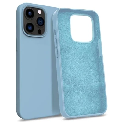 Image de MyGadget Coque Compatible avec Apple iPhone 13 Pro Max Case Protection Rigide Anti Choc Doublure Microfibre Bleu Clair
