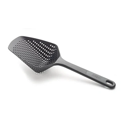 Image de Joseph Scoop Plus Passoire, égouttoir/collecteur, égoutter et servir, résistant à la chaleur jusqu&#039;à 200C (392F), va au lave vaisselle, Noir, Large