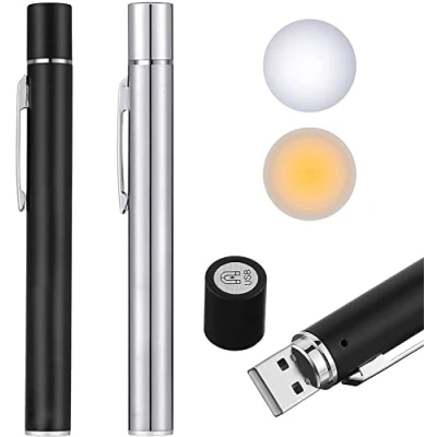 Image de LEKIA Stylo Lampe Medicale Réutilisables Infirmiere, Lot de 2 Diagnostic Rechargeable USB Lumineux Accessoire Infirmiere pour Étudiants Médecins avec Sources Lumière