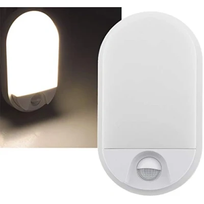 Image de ChiliTec Lampe d&#039;extérieur LED avec détecteur de mouvement Portée : 10 W 980 lm du capteur 9 m 140 IP54 murale pour la maison et le jardin Lumière ovale Blanc chaud