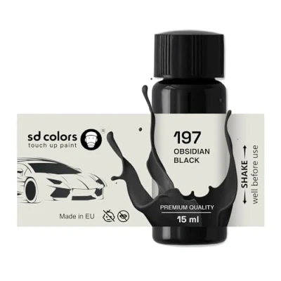 Image de SD COLORS Peinture de retouche noire obsidienne 197 15 ML pour réparer les rayures et éclats, code couleur noir (juste la peinture)