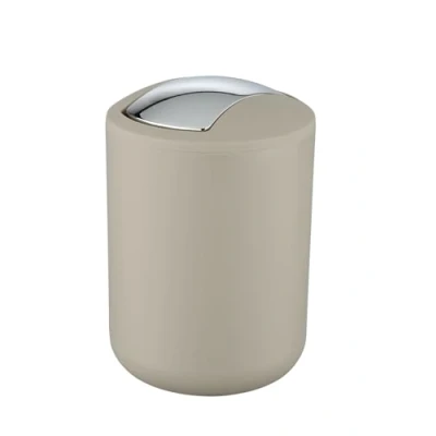 Image de WENKO Poubelle Salle de Bain, Mini Bain 2L, 14x21x14 cm, Taupe