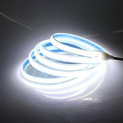 Image de pcning 5M Bande LED COB 220V Exterieur Etanche IP67 Blanc Froid avec Interrupteur 280 LEDS/M Puissante Ruban Recoupable 50 CM (Blanc Froid, 5)