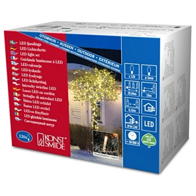 Image de Konstsmide 3812 100 Guirlande Lumineuse à Micro LED, Plastique, 5 W, Blanc, 2904 x 1 cm