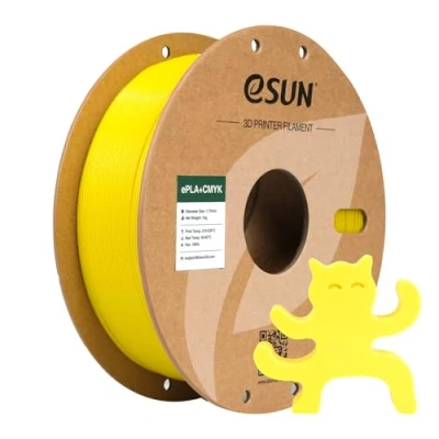Image de eSUN Filament PLA+ 1.75mm, Lithophane PLA Plus, Précision Dimensionnelle +/ 0.03mm, Bobine de 1KG (2.2 LBS) CMYK pour Imprimante 3D FDM,Jaune