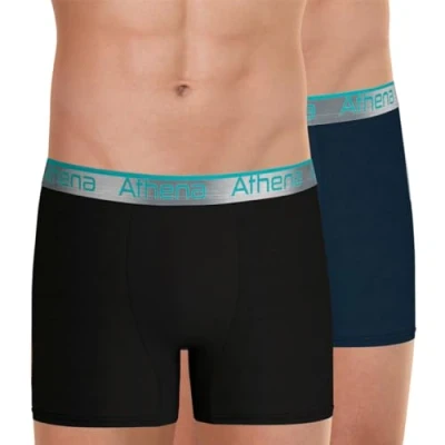 Image de Athena LOT DE 2 Stretch Adjust Caleçon, Homme, Taille: Large, Noir pétrole