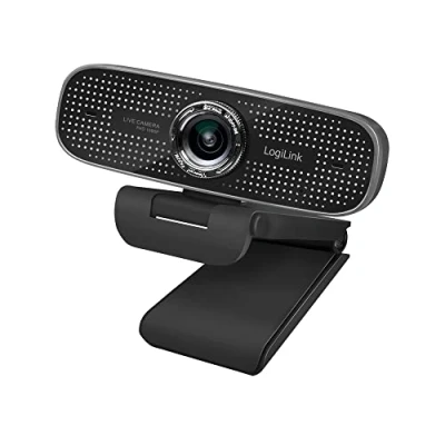 Image de LogiLink UA0378 Webcam USB de conférence HD Objectif Grand Angle 100 Double Microphone avec réduction du Bruit Mise au Point Manuelle pour vidéoconférence et Streaming en Direct Noir