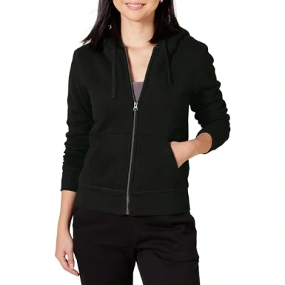 Image de Amazon Essentials Veste à capuche zippée en polaire, doublée de sherpa (disponible grandes tailles) Femme, Noir, 4XL Grande Taille