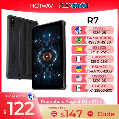 Image de Tablette mondiale HOTWAV R7 robuste Android 13 10.1 &#039;&#039;HD + 15600mAh ipad 12GB(6 6) 256GB 16MP TG Charge inverse 20W Original