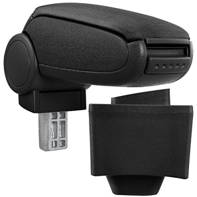 Image de pro.tec Accoudoir Central Rembourré Compatible A3 8L avec Compartiment de Rangement Kit Montage Installation Facile Textile Noir