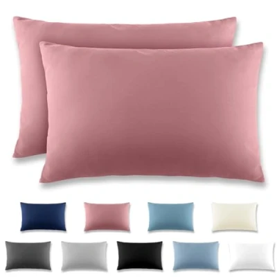 Image de REDKEY Taie Oreiller 50x70 Lotusrosa Lot de 2 Taies d&#039;Oreillers 50 x 70 Carré en Microfibre Brossée, Housse Coussin avec Fermeture Éclair