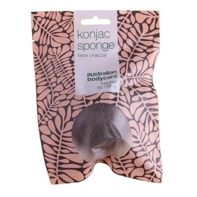 Image de Éponge Konjac Naturelle pour un Nettoyage et Exfoliation Doux contre les Impuretés de la Peau avec Charbon Actif Australian Bodycare