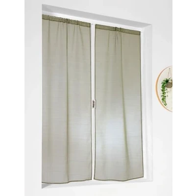 Image de LINDER Voilage Paire de Vitrage Passe Tringle Vert Olive 60x140cm 100% Polyester Certifié Oeko TEX Collection Etamine Givrée