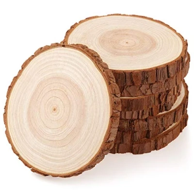 Image de Fuyit Wood Slices 8 Pcs 13 14cm NO Hole Natural Unfinished Log Wooden Circles for Art Creation DIY Crafts Wedding Decorations Christmas Ornaments
