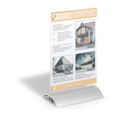 Image de Durable 858819 Presenter Présentoir Porte Affiche de Table Format A5 Recto/Verso sur Socle Profilé Aluminium + Plaque Acrylique Transparent
