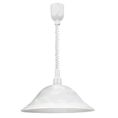 Image de Eglo 3355 Suspension Lumineuse Alessandra en Plastique et Verre d&#039;Albâtre, 1 Ampoule E27 Max100 W (Non Incluse) Blanc 110 X Ø 40 cm