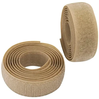 Image de AERZETIX C65925 Bande/rouleau de scratch 20 mm 1 mètre auto agrippant organisateur/serre câbles ruban sac vêtement attache sangle couleur: beige foncé en polyamide et polyester