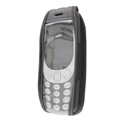 Image de caseroxx Sac Cuir avec Clip Ceinture pour Nokia 3310 (2017) 3G en veritable, Housse de Protection à Porter la (avec fenêtre Transparente antisalissure; Coloris Noir)