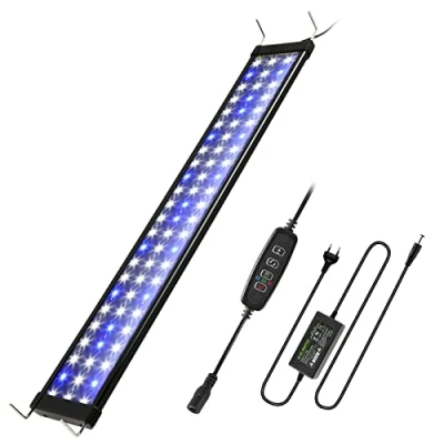 Image de EINFEBEN Éclairage d&#039;aquarium LED, lumière bleue blanche 20W éclairage universel pour aquarium avec support réglable aquariums d&#039;eau douce de 72.5 90cm