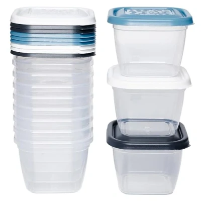 Image de Kigima Lot de 12 mini boîtes conservation carrées 470 ml Multicolore