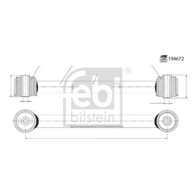 Image de FEBI BILSTEIN 194672 Bras de suspension avec paliers en caoutchouc Essieu arrière gauche, droit barre oscillant transversal Acier