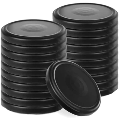 Image de KADAX Lot de 20 couvercles à visser Diamètre : 82 mm En métal Avec 6 dents d&#039;encliquetage Idéaux comme couvercle rechange pour les bocaux conserve Noir mat
