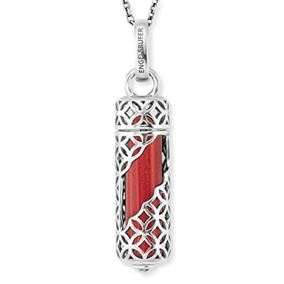 Image de Engelsrufer Collier pour femme en Argent sterling avec pendentif pierre de force interchangeable Fermoir mousqueton Réglable deux longueurs Sans nickel, M, sterling, Jaspe